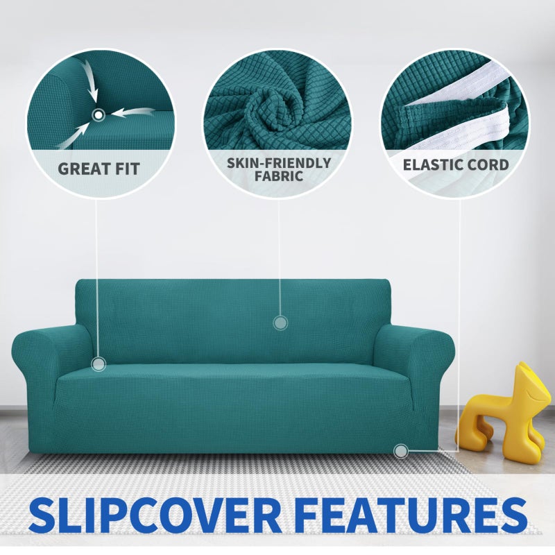 MAXIJIN Stretch Chair Cover Chair Slipcovers with Arms, 1-Piece Couch Sofa Chair Covers for Living Room, Non Slip Armchair Cover (31"-46") Furniture Protector Dogs Pet Friendly (Chair, Peacock Teal) - Image 4